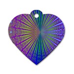 Blue Fractal That Looks Like A Starburst Dog Tag Heart (One Side) Front