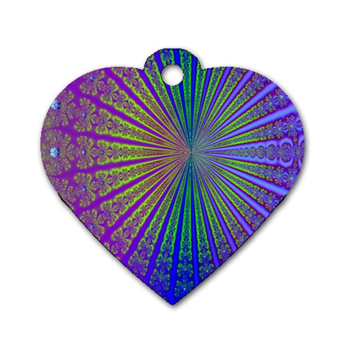 Blue Fractal That Looks Like A Starburst Dog Tag Heart (One Side)