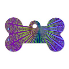 Blue Fractal That Looks Like A Starburst Dog Tag Bone (one Side) by Simbadda