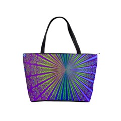 Blue Fractal That Looks Like A Starburst Shoulder Handbags by Simbadda