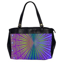 Blue Fractal That Looks Like A Starburst Office Handbags (2 Sides)  by Simbadda