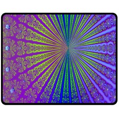 Blue Fractal That Looks Like A Starburst Fleece Blanket (medium)  by Simbadda