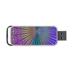 Blue Fractal That Looks Like A Starburst Portable Usb Flash (two Sides) by Simbadda