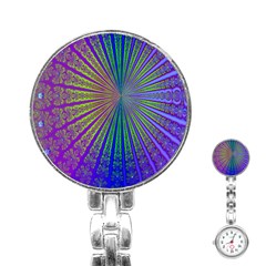 Blue Fractal That Looks Like A Starburst Stainless Steel Nurses Watch by Simbadda