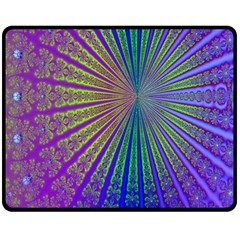 Blue Fractal That Looks Like A Starburst Double Sided Fleece Blanket (medium)  by Simbadda