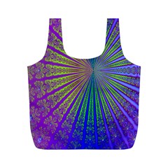 Blue Fractal That Looks Like A Starburst Full Print Recycle Bags (m)  by Simbadda