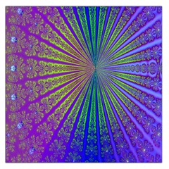 Blue Fractal That Looks Like A Starburst Large Satin Scarf (square) by Simbadda