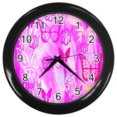 Butterfly Cut Out Pattern Colorful Colors Wall Clocks (black) by Simbadda