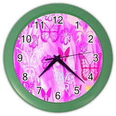 Butterfly Cut Out Pattern Colorful Colors Color Wall Clocks by Simbadda