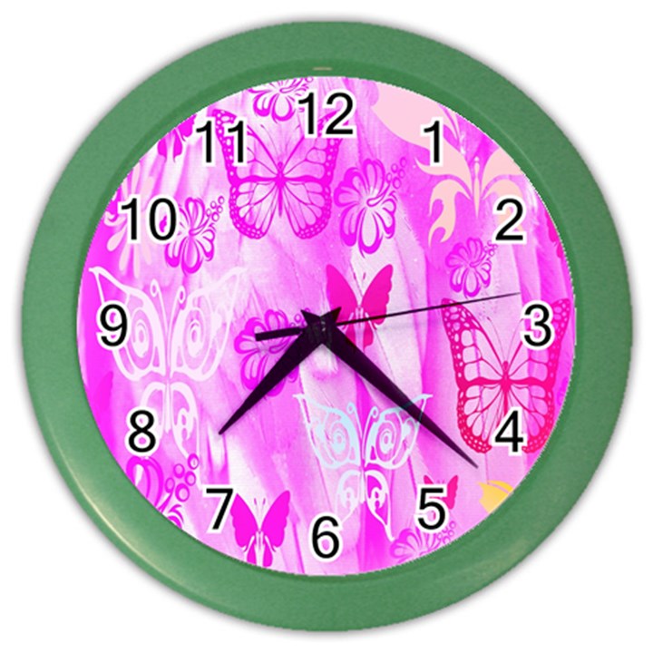 Butterfly Cut Out Pattern Colorful Colors Color Wall Clocks