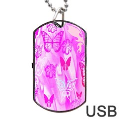 Butterfly Cut Out Pattern Colorful Colors Dog Tag Usb Flash (one Side) by Simbadda