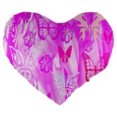 Butterfly Cut Out Pattern Colorful Colors Large 19  Premium Heart Shape Cushions by Simbadda