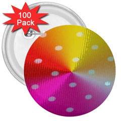 Polka Dots Pattern Colorful Colors 3  Buttons (100 Pack)  by Simbadda