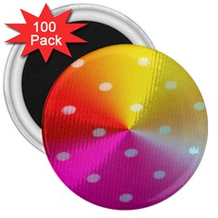 Polka Dots Pattern Colorful Colors 3  Magnets (100 Pack) by Simbadda