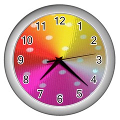 Polka Dots Pattern Colorful Colors Wall Clocks (silver)  by Simbadda