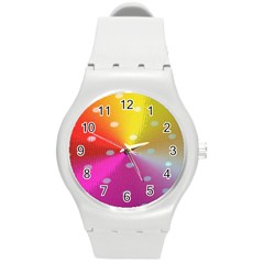 Polka Dots Pattern Colorful Colors Round Plastic Sport Watch (m) by Simbadda