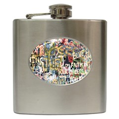 Graffiti Wall Pattern Background Hip Flask (6 Oz) by Simbadda