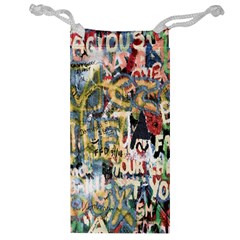 Graffiti Wall Pattern Background Jewelry Bag by Simbadda