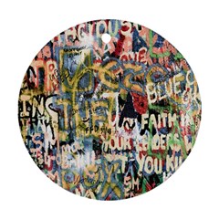 Graffiti Wall Pattern Background Round Ornament (two Sides) by Simbadda