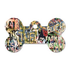 Graffiti Wall Pattern Background Dog Tag Bone (one Side) by Simbadda