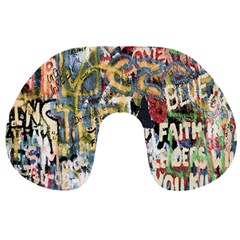 Graffiti Wall Pattern Background Travel Neck Pillows by Simbadda