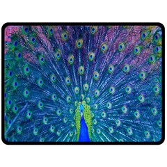 Amazing Peacock Fleece Blanket (large)  by Simbadda