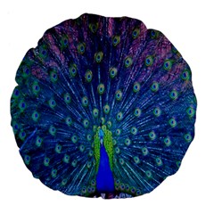 Amazing Peacock Large 18  Premium Flano Round Cushions by Simbadda