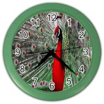 Red Peacock Color Wall Clocks Front