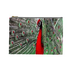 Red Peacock Cosmetic Bag (large)  by Simbadda