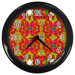 Abstract Background Design With Doodle Hearts Wall Clocks (black) by Simbadda