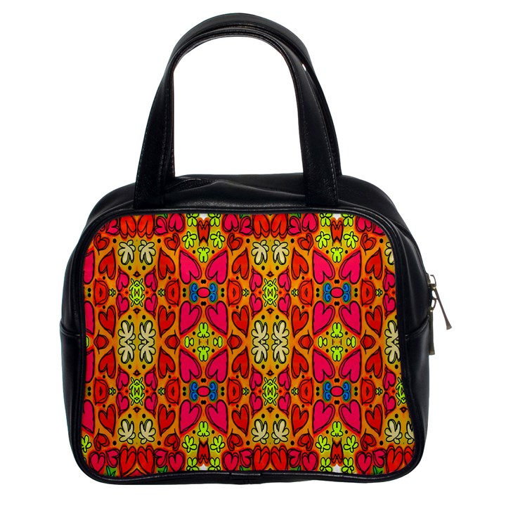 Abstract Background Design With Doodle Hearts Classic Handbags (2 Sides)