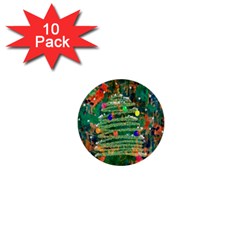 Watercolour Christmas Tree Painting 1  Mini Buttons (10 Pack)  by Simbadda