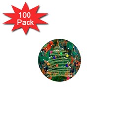 Watercolour Christmas Tree Painting 1  Mini Magnets (100 Pack)  by Simbadda