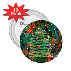 Watercolour Christmas Tree Painting 2 25  Buttons (10 Pack)  by Simbadda