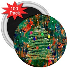 Watercolour Christmas Tree Painting 3  Magnets (100 Pack) by Simbadda