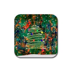 Watercolour Christmas Tree Painting Rubber Coaster (square)  by Simbadda