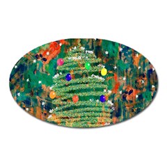 Watercolour Christmas Tree Painting Oval Magnet by Simbadda