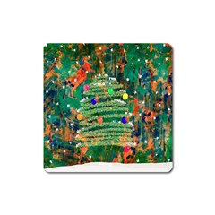 Watercolour Christmas Tree Painting Square Magnet by Simbadda