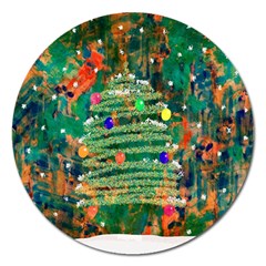 Watercolour Christmas Tree Painting Magnet 5  (round) by Simbadda