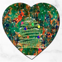 Watercolour Christmas Tree Painting Jigsaw Puzzle (heart) by Simbadda