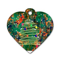 Watercolour Christmas Tree Painting Dog Tag Heart (two Sides) by Simbadda