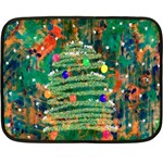 Watercolour Christmas Tree Painting Double Sided Fleece Blanket (Mini)  35 x27  Blanket Front