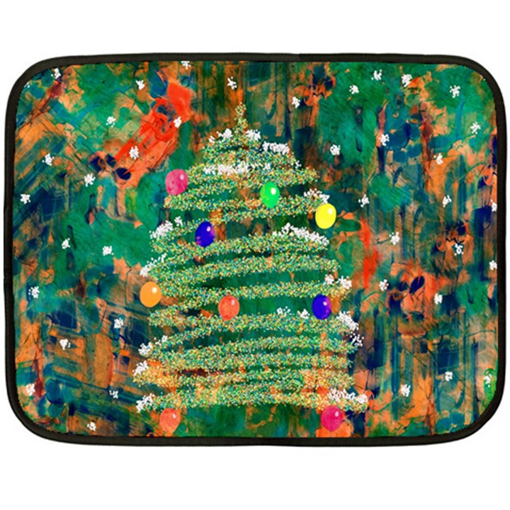 Watercolour Christmas Tree Painting Double Sided Fleece Blanket (Mini) 