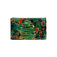 Watercolour Christmas Tree Painting Cosmetic Bag (small)  by Simbadda