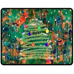 Watercolour Christmas Tree Painting Fleece Blanket (medium)  by Simbadda