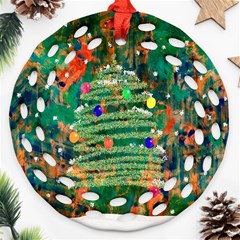 Watercolour Christmas Tree Painting Ornament (round Filigree) by Simbadda