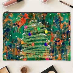 Watercolour Christmas Tree Painting Cosmetic Bag (xxxl)  by Simbadda