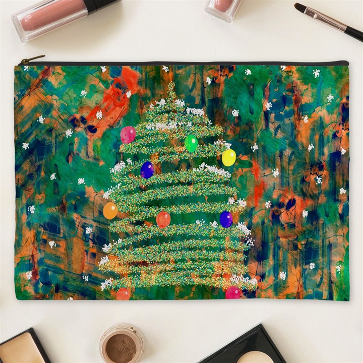 Watercolour Christmas Tree Painting Cosmetic Bag (XXXL) 