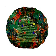 Watercolour Christmas Tree Painting Standard 15  Premium Round Cushions by Simbadda