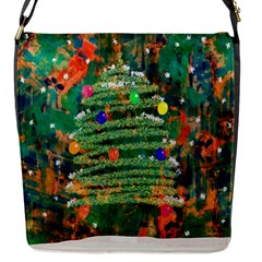 Watercolour Christmas Tree Painting Flap Messenger Bag (s) by Simbadda